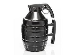Kaffeebecher Handgranate mit Deckel, schwarz