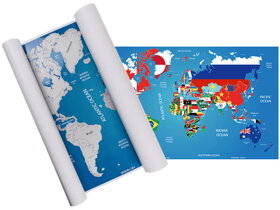 Rubbel-Weltkarte mit Länderflaggen