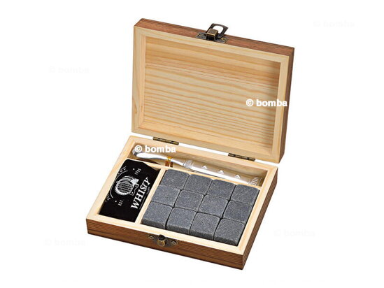 Whisky Kühlsteine Geschenkset in Holzbox