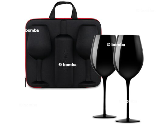 Etui für Flasche mit Maxi Weingläsern - Schwarz
