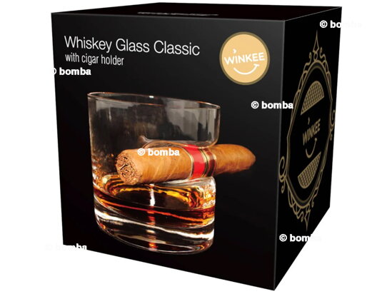 Klassisches Whiskyglas mit Zigarrenhalter