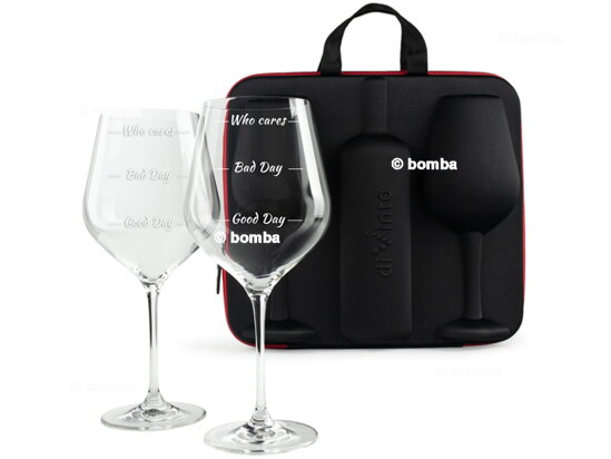 Etui für Flasche mit Weingläsern Who cares