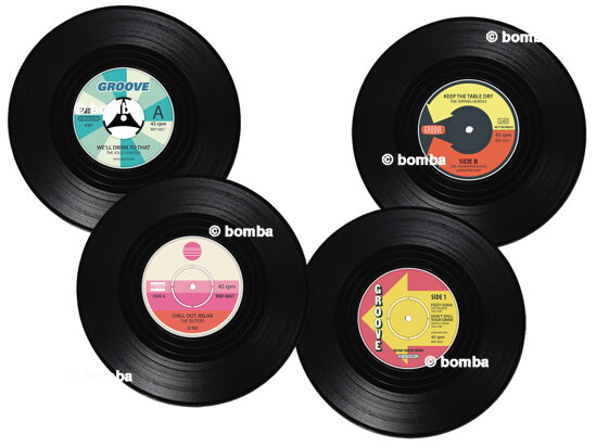 4er Set Untersetzer - Vinyl-Schallplatten