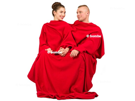 Kuscheldecke mit Ärmeln für Paare - Rot