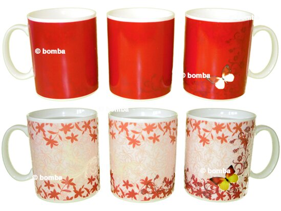 Zaubertasse mit Blumen und Schmetterling