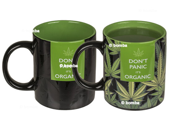 Magischer Kaffeebecher mit Cannabis Motiv