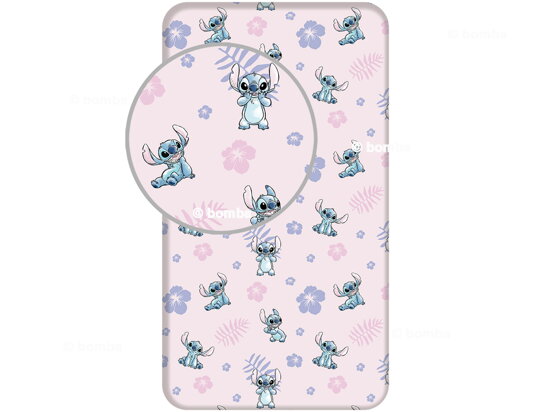 Spannbettlaken für Kinder Lilo und Stitch pink