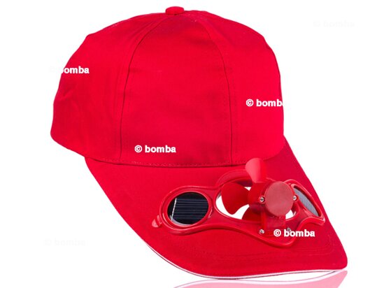 Rot Baseballkappe mit solarbetriebenem Ventilator