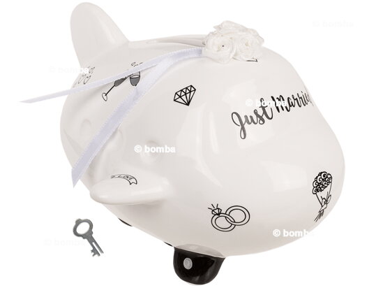 Spardose Flugzeug &quot;Just Married&quot;