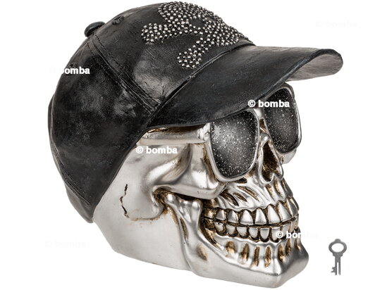 Spardose Totenkopf mit Baseballkappe