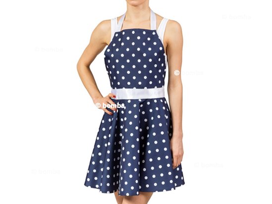 Blaue Kochschürze mit weißen Punkten