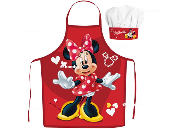 Kinderschürze mit Kochmütze Minnie Mouse Red Hearts