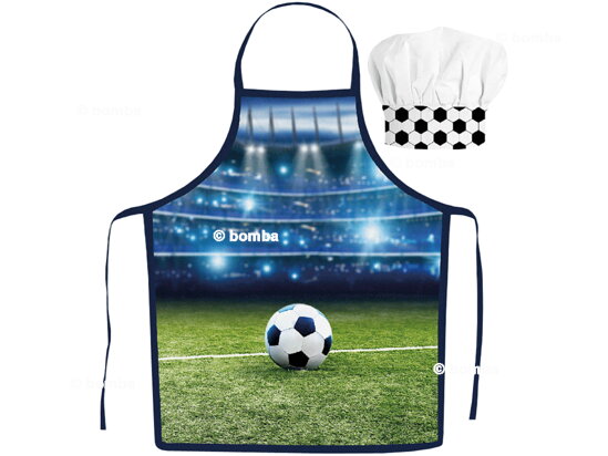 Kinderschürze mit Kochmütze Fußballstadion