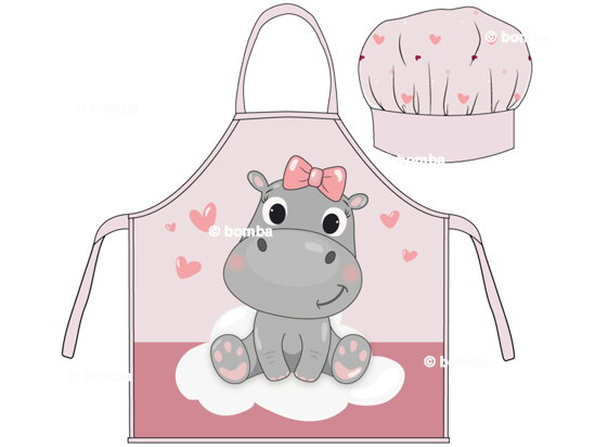 Kinderschürze mit Kochmütze Hippo