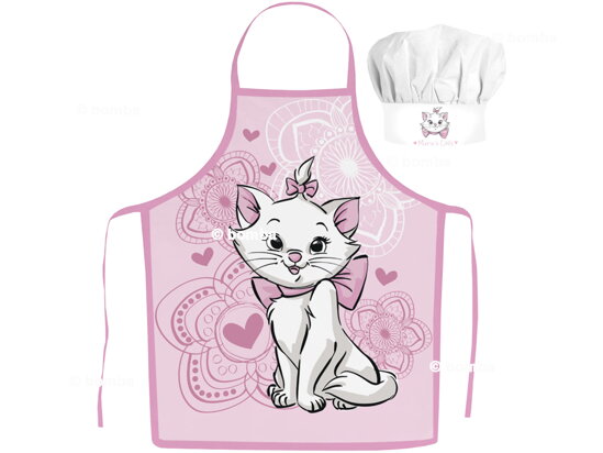 Kinderschürze mit Kochmütze Marie Aristocats pink