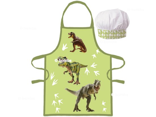 Kinderschürze mit Kochmütze Dinosaurier