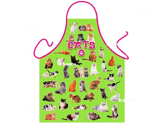 Grüne Schürze mit Katzen