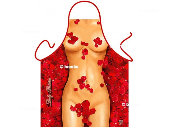 Schürze Frau mit Rosenblättern