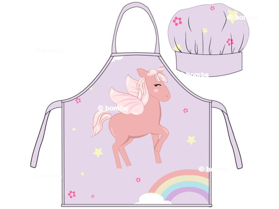 Kinderschürze mit Kochmütze Unicorn Rainbow