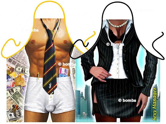 Schürzen Businessman und Sexy Managerin