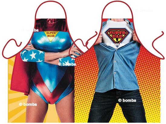 Schürzen Super Dad und Super Mom