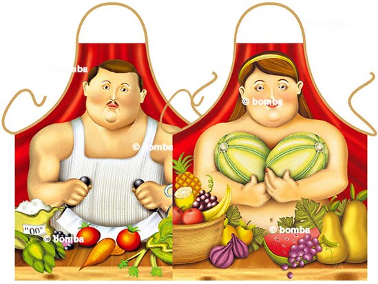 Schürzen Botero Mann und Frau